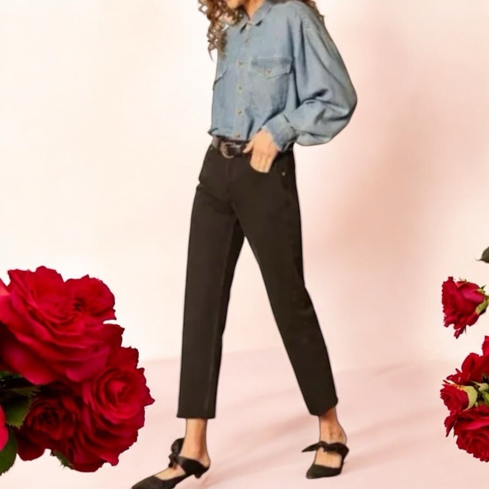Boyish By Her Tommy The Hustler Black High Rise Straight Leg Button Fly Jeans